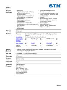 CABA Database Summary Sheet (DBSS)