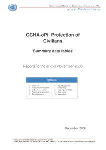 OCHA-oPt Protection of Civilians Summary data tables