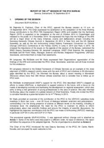 REPORT OF THE 47th SESSION OF THE IPCC BUREAU Geneva, Switzerland, 18 SeptemberOPENING OF THE SESSION Document: BUR-XLVII/Doc. 1