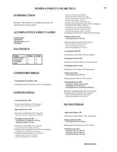 727  NOMINA INSECTA NEARCTICA INTRODUCTION Because of the absence of a subfamily structure, no classification section is given.