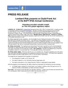 Microsoft Word - PRESS RELEASE - BAFT-IFSA Conference