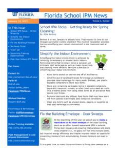 Florida School IPM News January 14, 2015 In This Issue  School IPM Focus – Winter Wrap-Up