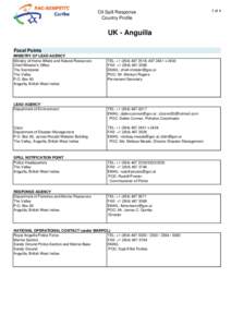 Oil Spill Response Country Profile UK - Anguilla Focal Points MINISTRY OF LEAD AGENCY