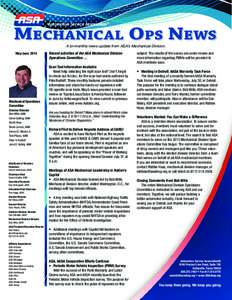 MECHANICAL OPS NEWS Automotive Service Association® A bi-monthly news update from ASA’s Mechanical Division.  May/June 2014