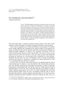 Linguistica ONLINE. Published: March 20, 2009 http://www.phil.muni.cz/linguistica/art/kudrnacova/kud-001.pdf ISSNON TREMBLING AND QUIVERING[*] Naděžda Kudrnáčová