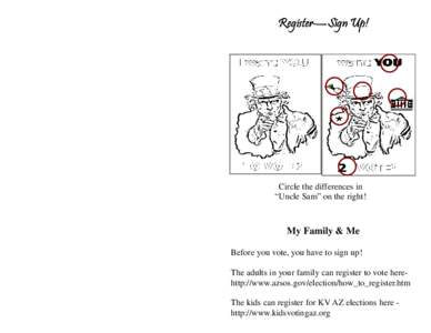 Register— Register—Sign Up! Circle the differences in “Uncle Sam” on the right!