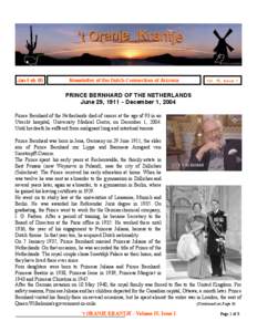 Jan-Feb 05  Newsletter of the Dutch Connection of Arizona