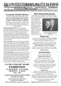 CLUNES COMMUNITY NEWS CLUNES TOURIST & DEVELOPMENT ASSOCIATION INC. PUBLISHED MONTHLY Website: www.clunes.org  SEPTEMBER 2010