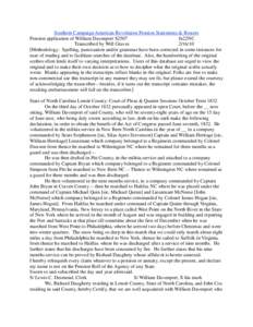 Southern Campaign American Revolution Pension Statements & Rosters Pension application of William Davenport S2507 fn22NC Transcribed by Will Graves[removed]Methodology: Spelling, punctuation and/or grammar have been cor