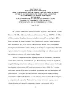 USEPA: OCIR: Testimony of Peter J. Murtha, June 12, 2007