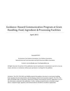 Guidance: Hazard Communication Program at Grain Handling, Feed, Ingredient & Processing Facilities