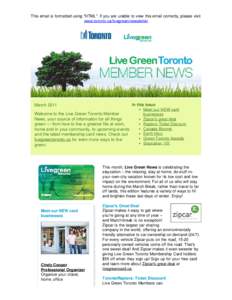 Live Green Toronto Member News