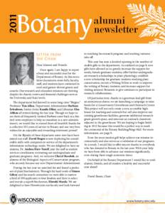2011  Botany Letter from the Chair Dear Alumni and Friends