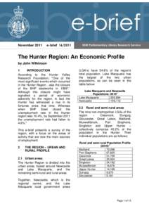 November[removed]e-brief[removed]The Hunter Region: An Economic Profile by John Wilkinson