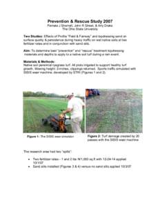 Prevention & Rescue Study 2007 Pamela J Sherratt, John R Street, & Arly Drake The Ohio State University Two Studies: Effects of Profile “Field & Fairway” and topdressing sand on surface quality & persistence during h