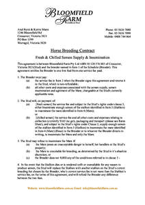 Bloomfield Farm Breeding Contract 2009