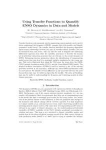 Using Transfer Functions to Quantify ENSO Dynamics in Data and Models By Douglas G. MacMynowski1 and Eli Tziperman2 1 2
