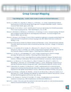 Group Concept Mapping Topic Bibliography – Health, Public Health & Healthcare Related Publications Aarons, G. A., Wells, R. S., Zagursky, K., Fettes, D. L., & Palinkas, L. AImplementing evidencebased practice