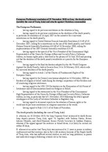 European Parliament resolution of 25 November 2010 on Iraq: the death penalty (notably the case of Tariq Aziz) and attacks against Christian communities  