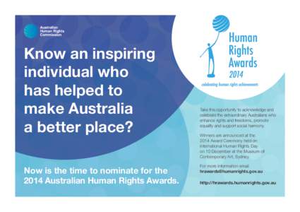 Know an inspiring individual who has helped to make Australia a better place? Now is the time to nominate for the