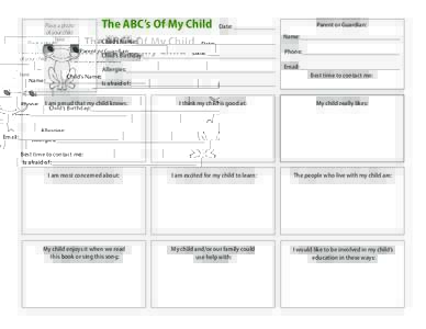 Place a photo of your child here The ABC’s Of My Child