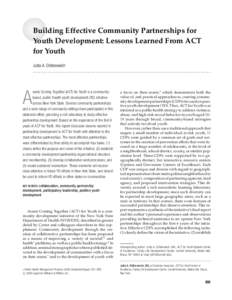 Building Effective Community Partnerships for Youth Development: Lessons Learned from ACT for Youth