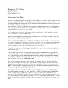 Peace In His Time By Geraldine Brooks The Washington Post Sunday February 14, 1999  Arms and the Boy