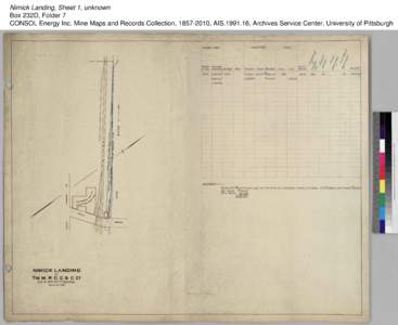 Nimick Landing, Sheet 1, unknown Box 232D, Folder 7 CONSOL Energy Inc. Mine Maps and Records Collection, [removed], AIS[removed], Archives Service Center, University of Pittsburgh 