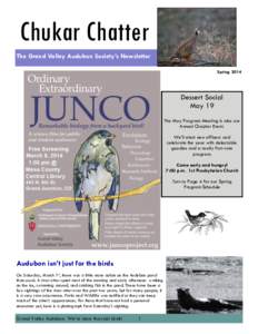 Chukar Chatter The Grand Valley Audubon Society’s Newsletter Spring 2014 Dessert Social May 19