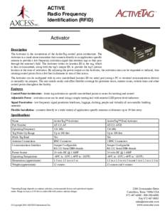 ACTIVE Radio Frequency Identiﬁcation (RFID) Activator Description