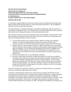 Op-ed for Hornell Evening Tribune Submitted by Dr. Ray Mayewski Interim Chief Medical Officer, St. James Mercy Hospital Chief Medical Officer, Strong Memorial Hospital and Highland Hospital Dr. Rhonda Peterson President,