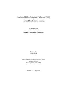 Analysis of PCBs, Pesticides, PAHs, and PBDE in Air and Precipitation Samples - May 2011