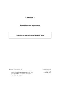 CHAPTER 1  Inland Revenue Department Assessment and collection of estate duty