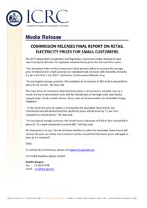 Electricity Final Report Media release