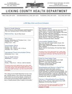 LCHD May Clinic and Event Schedule  Board of Health Meeting WIC Satellite Clinics