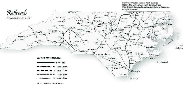 From The Way We Lived in North Carolina © 2003 The University of North Carolina Press Map © North Carolina Department of Cultural Resources All rights reserved.  