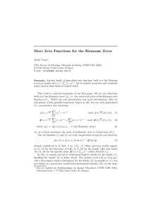 More Zeta Functions for the Riemann Zeros Andr´e Voros1 CEA, Service de Physique Th´eorique de Saclay (CNRS URA 2306)