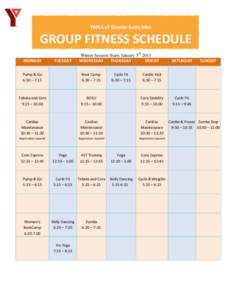 YMCA of Greater Saint John  GROUP FITNESS SCHEDULE MONDAY  TUESDAY