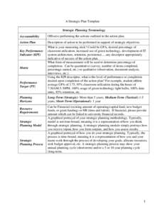 A Strategic Plan Template Strategic Planning Terminology Accountability Office(s) performing the actions outlined in the action plan.