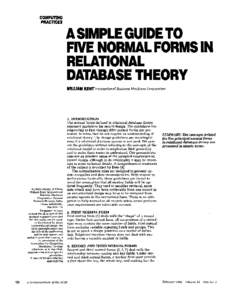 COMPUTING PRACTICES ASlMPLE GUIDE TO FIVE NORMALFORMS IN RELATIONAL