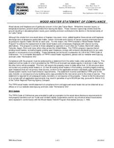 WOOD HEATER STATEMENT OF COMPLIANCE