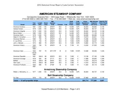 2010 Statistical Annual Report of Lake Carriers’ Association  AMERICAN STEAMSHIP COMPANY Centerpointe Corporate Park  500 Essjay Road  Williamsville, New York[removed][removed]or[removed]  Fax: 