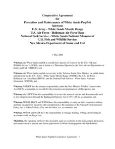White Sands Pupfish Conservation Agreement