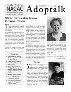 Adoptalk Winter 2016 NACAC Names Mary Boo as Executive Director