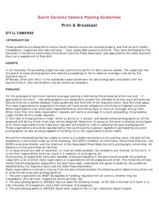 South Carolina Camera Pooling Guidelines