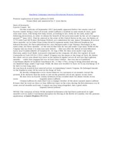 Southern Campaign American Revolution Pension Statements Pension Application of James Laffoon S13694 Transcribed and annotated by C. Leon Harris State of Kentucky Fayette County Sct On this tenth day of September 1832 pe