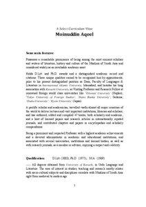 A Select Curriculum Vitae  Moinuddin Aqeel 