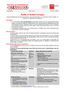 Information zum Chemikalienrecht  Merkblatt B01 Kantonale Fachstellen für