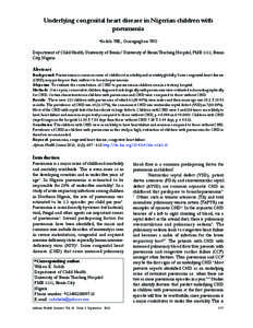 Underlying congenital heart disease in Nigerian children with pneumonia *Sadoh WE, Osarogiagbon WO