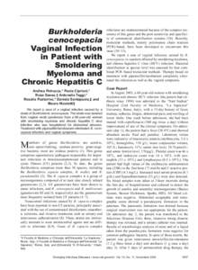 Burkholderia cenocepacia Vaginal Infection in Patient with Smoldering Myeloma and